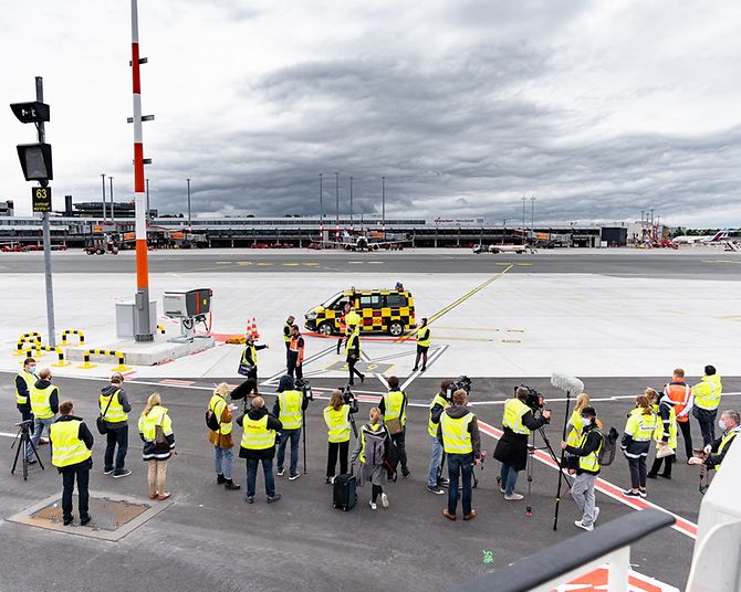 Medienvertreter am Hamburg Airport