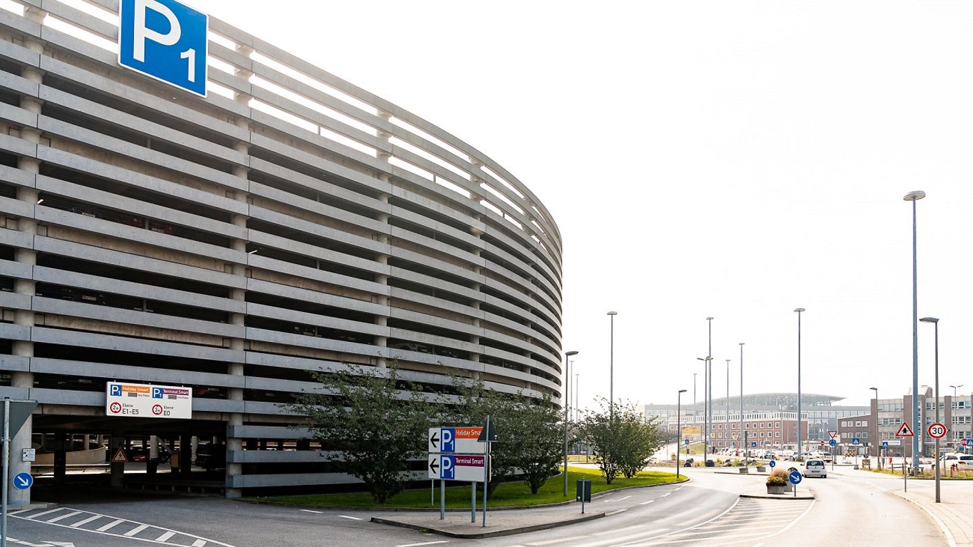 Exterior view of Parking Garage P1.