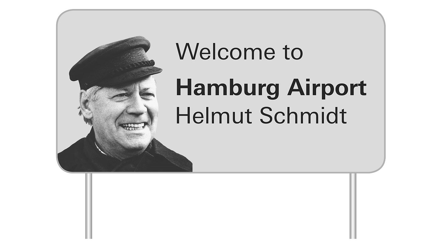 Willkommensschild Hamburg Airport - Helmut Schmidt