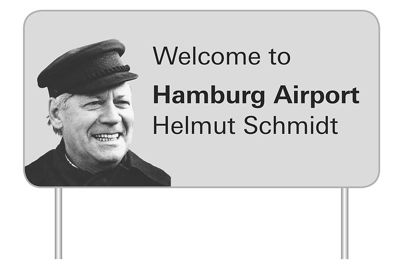 Willkommensschild Hamburg Airport - Helmut Schmidt