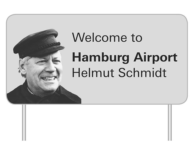 Willkommensschild Hamburg Airport - Helmut Schmidt