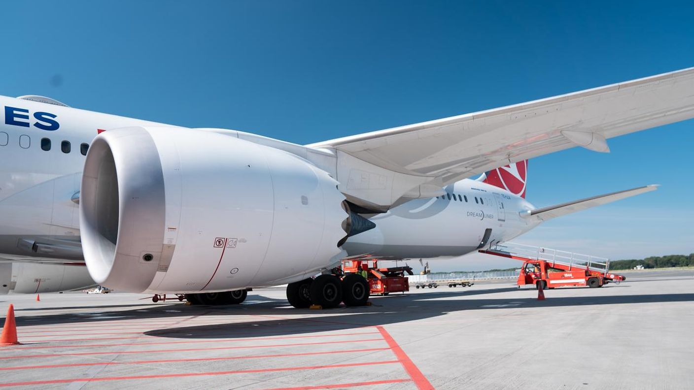 Ein fertig lackiertes Flugzeug am Flughafen