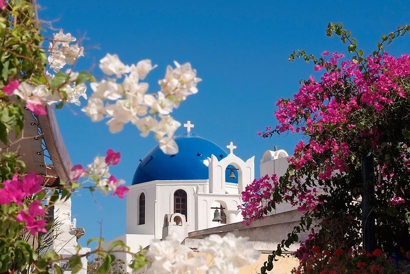 Kirche mit blauem Dach auf Kreta