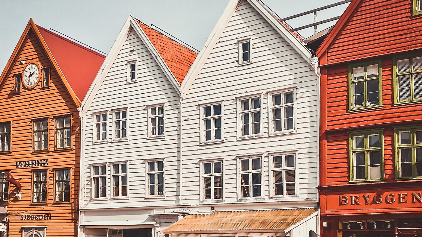 Bunte Häuser in Bryggen in Bergen