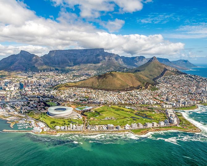 Kapstadt in Südafrika aus der Vogelperspektive
