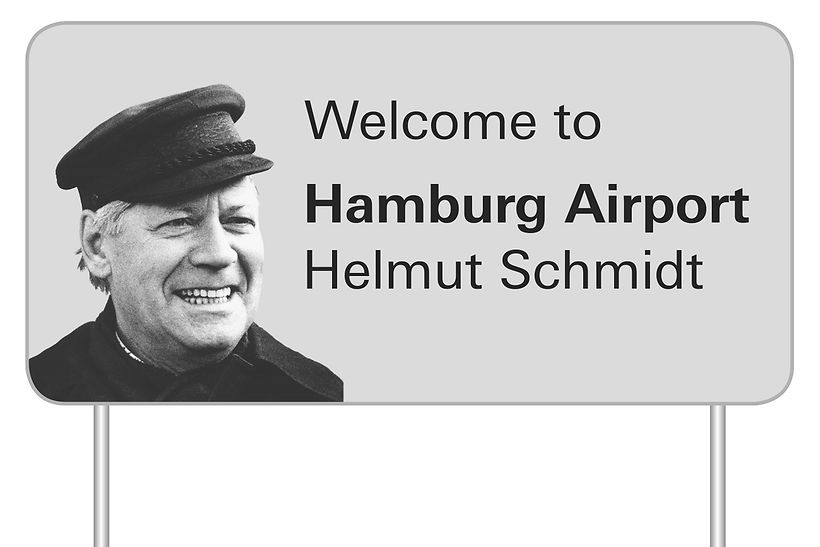 Willkommensschild Hamburg Airport - Helmut Schmidt