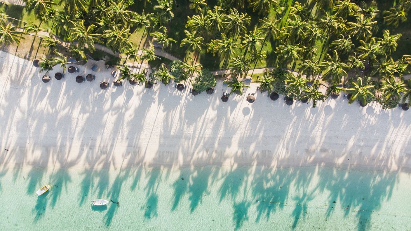 Strand mit Palmen auf Mauritius