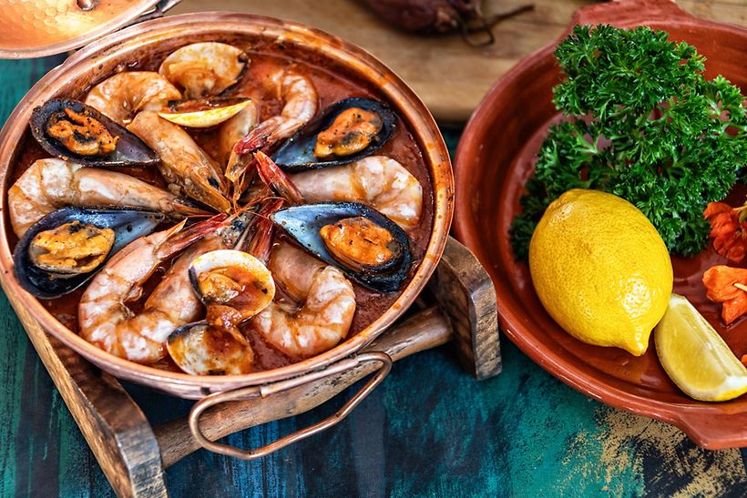 Meeresfrüchte in einem Restaurant an der Algarve